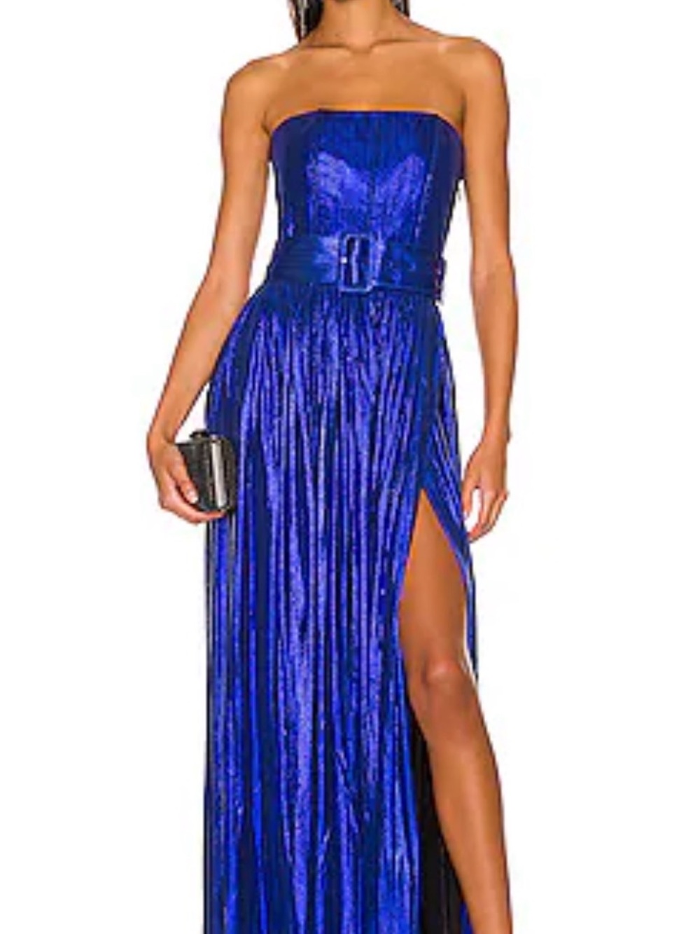 Strapless Royal Blue Evening Gown with Belt